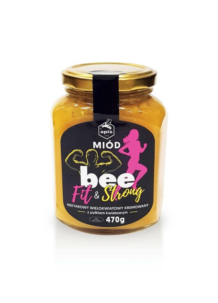 Bee Fit & Strong 470 g – miód wielokwiatowy z pyłkiem kwiatowym
